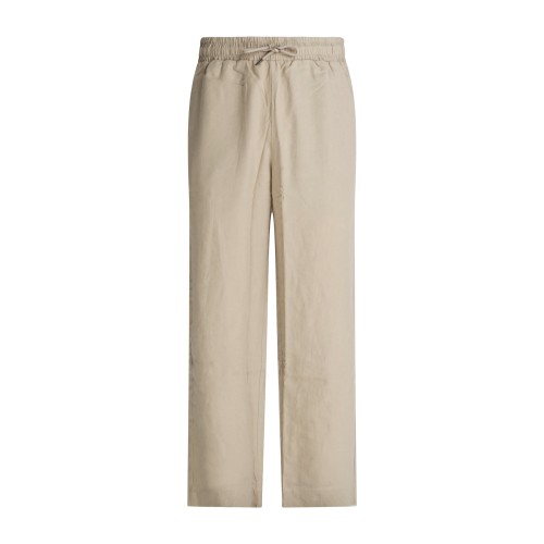 Emporio Armani - Pantalone beige taglio dritto con ricamo logo per uomo |