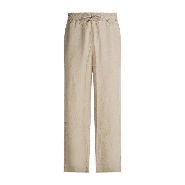 Emporio Armani - Pantalone beige taglio dritto con ricamo logo per uomo |