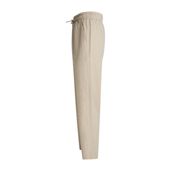 Emporio Armani - Pantalone beige taglio dritto con ricamo logo per uomo |