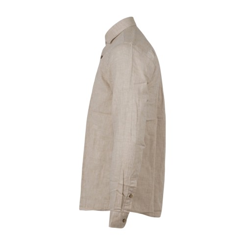 Hamaki-Ho - Camicia beige in lino con collo semifrancese per uomo | ce1296h 2
