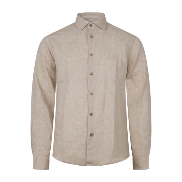 Hamaki-Ho - Camicia beige in lino con collo semifrancese per uomo | ce1296h