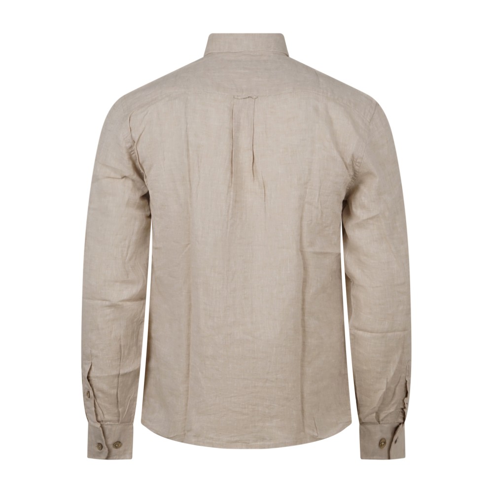 Hamaki-Ho - Camicia beige in lino con collo semifrancese per uomo | ce1296h