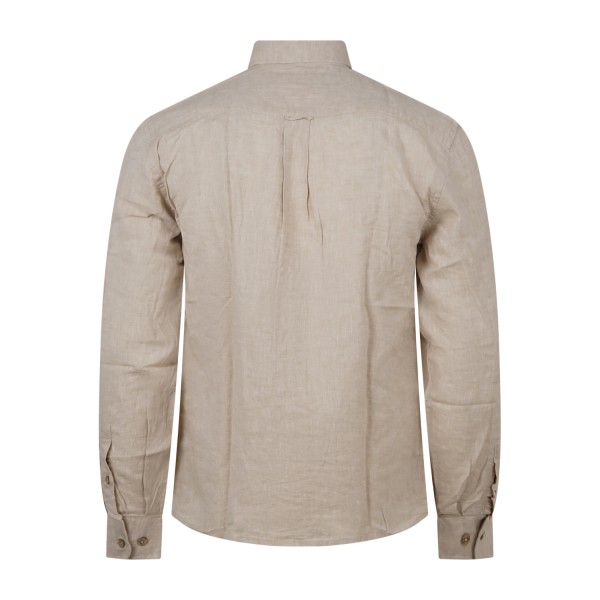 Hamaki-Ho - Camicia beige in lino con collo semifrancese per uomo | ce1296h