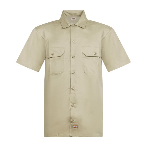 Dickies - Camicia beige maniche corte con doppio tascino sul petto per uomo |