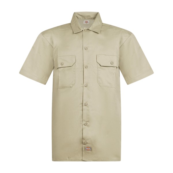 Dickies - Camicia beige maniche corte con doppio tascino sul petto per uomo |