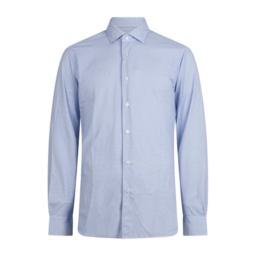 Xacus - Camicia bianca a fantasia in tessuto tecnico tailor fit per uomo |