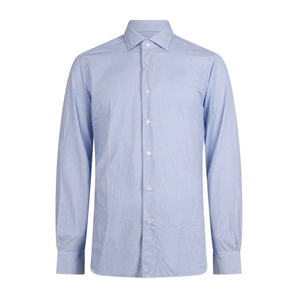 Xacus - Camicia bianca a fantasia in tessuto tecnico tailor fit per uomo |