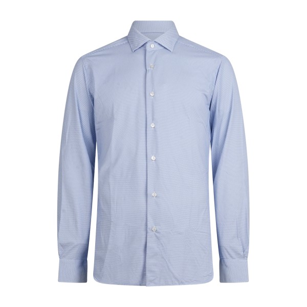 Xacus - Camicia bianca a fantasia in tessuto tecnico tailor fit per uomo |