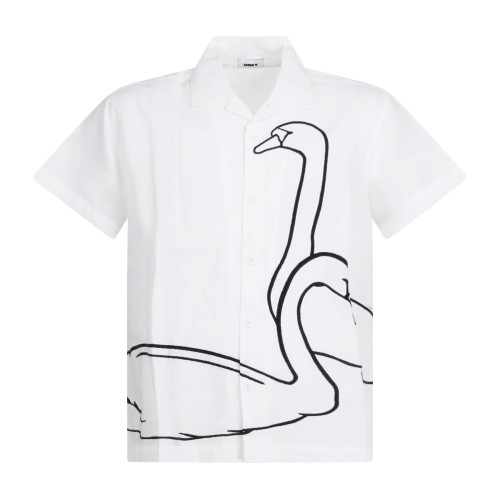 Obey - Camicia bianca Cliff maniche corte con stampa siligrafica sul fronte per