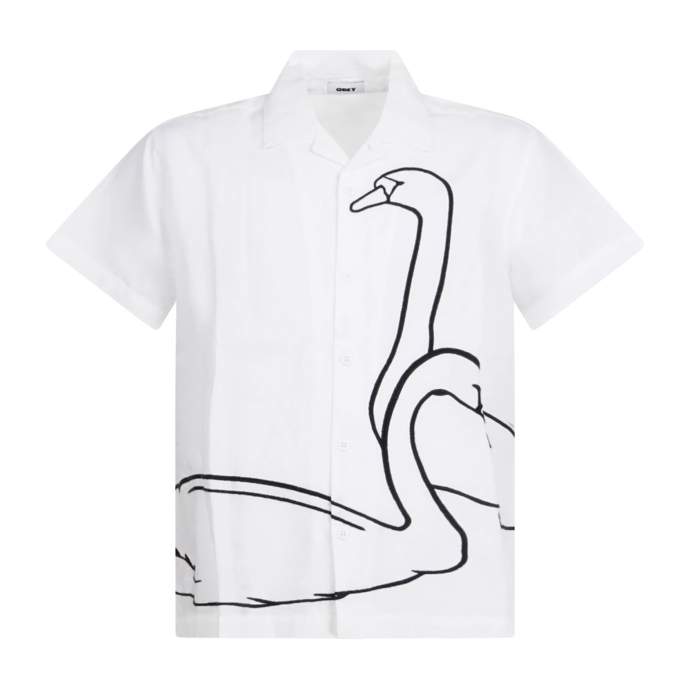 Obey - Camicia bianca Cliff maniche corte con stampa siligrafica sul fronte per