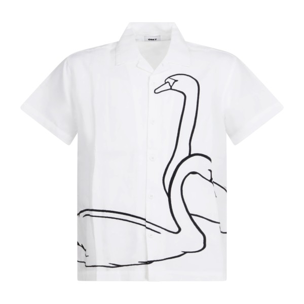 Obey - Camicia bianca Cliff maniche corte con stampa siligrafica sul fronte per