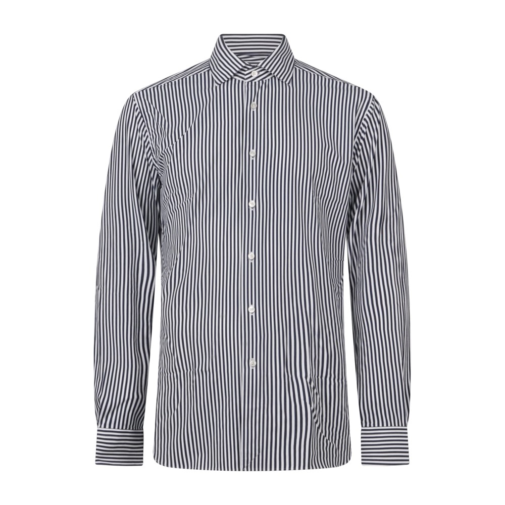 Xacus - Camicia bianca fantasia a righe in tessuto tecnico tailor fit per uomo