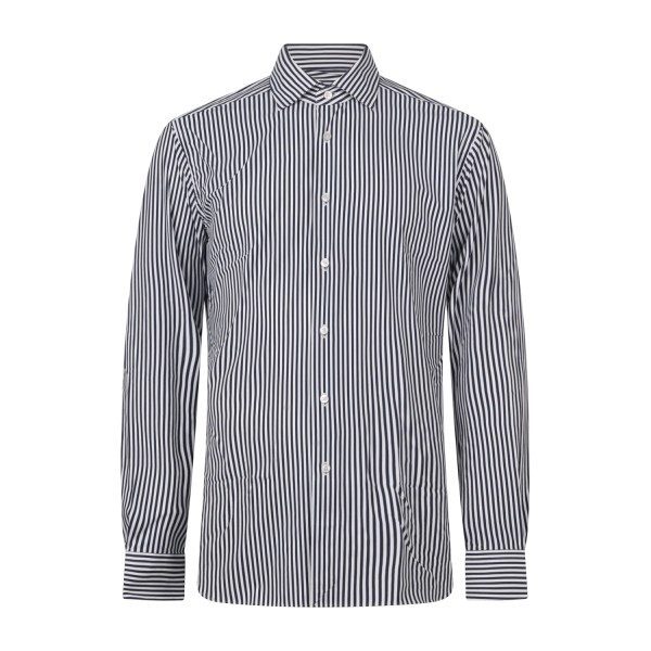 Xacus - Camicia bianca fantasia a righe in tessuto tecnico evolution fit per
