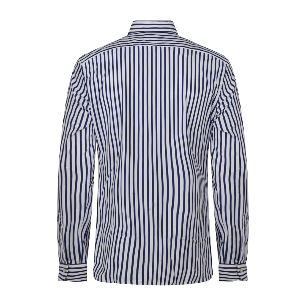 Xacus - Camicia bianca rigata blu in tessuto tecnico tailor fit per uomo |