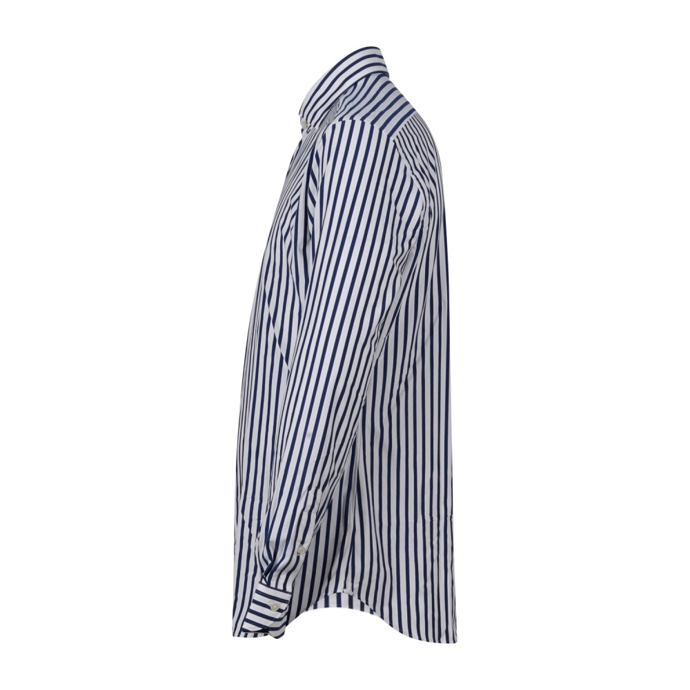 Xacus - Camicia bianca rigata blu in tessuto tecnico tailor fit per uomo |