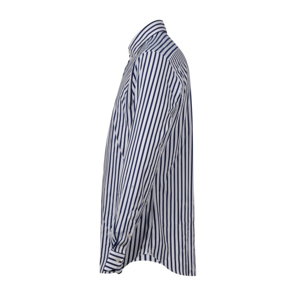 Xacus - Camicia bianca rigata blu in tessuto tecnico tailor fit per uomo |