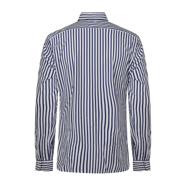 Xacus - Camicia bianca rigata blu in tessuto tecnico evolution fit per uomo |