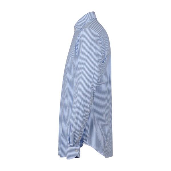 Xacus - Camicia bianca rigata celeste in tessuto tecnico evolution fit per uomo
