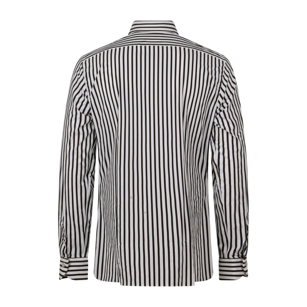 Xacus - Camicia bianca rigata marrone in tessuto tecnico tailor fit per uomo |