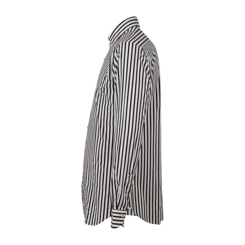 Xacus - Camicia bianca rigata marrone in tessuto tecnico evolution fit per uomo 2