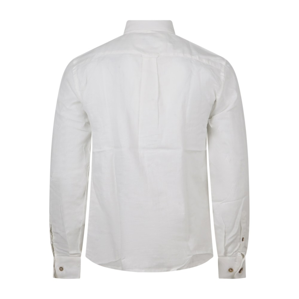 Hamaki-Ho - Camicia bianco in lino con collo semifrancese per uomo | ce1296h