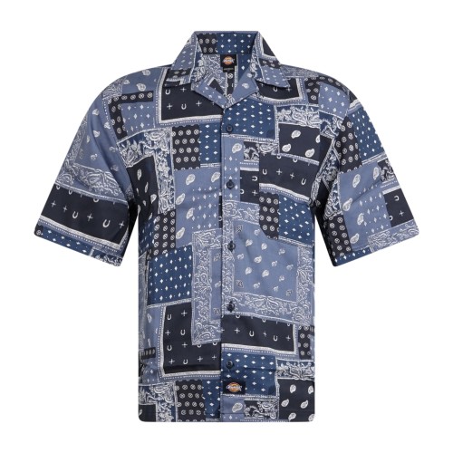 Dickies - Camicia blu Glandorf maniche corte con grafica all over per uomo |