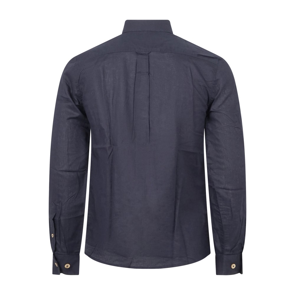 Hamaki-Ho - Camicia blu in lino con collo semifrancese per uomo | ce1296h blu