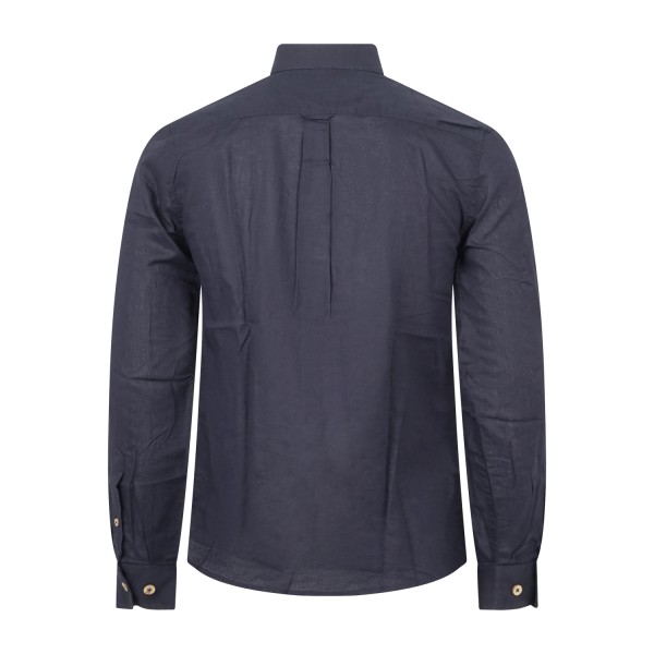 Hamaki-Ho - Camicia blu in lino con collo semifrancese per uomo | ce1296h blu