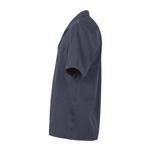 Xacus - Camicia blu mezza manica in tessuto seersuker tecnico con taschino 2