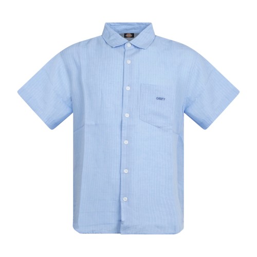 Obey - Camicia celeste Barry maniche corte a righe per uomo | 181210470 sky