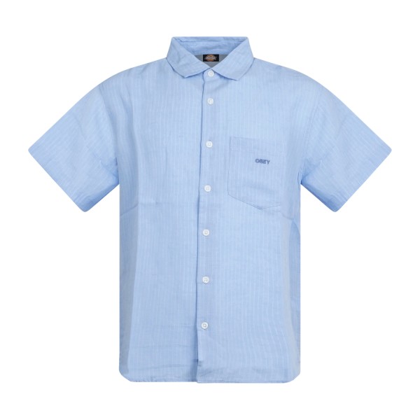 Obey - Camicia celeste Barry maniche corte a righe per uomo | 181210470 sky