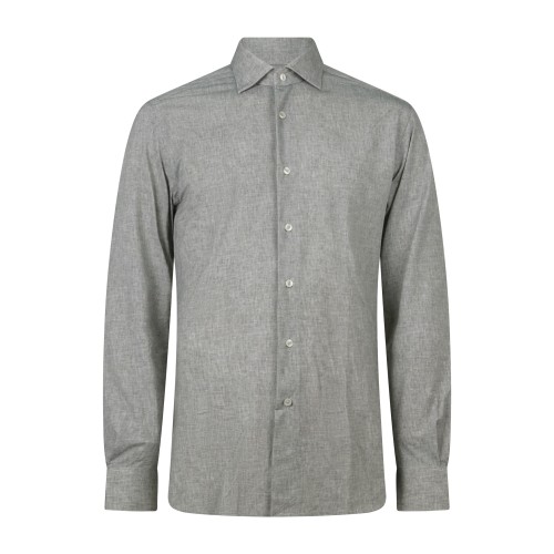 Xacus - Camicia grigia a fantasia in tessuto tecnico tailor fit per uomo |