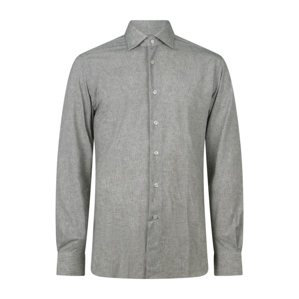 Xacus - Camicia grigia a fantasia in tessuto tecnico tailor fit per uomo |
