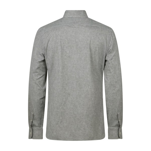 Xacus - Camicia grigia a fantasia in tessuto tecnico tailor fit per uomo |