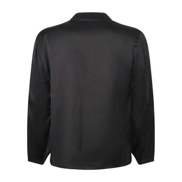 Xacus - Camicia nera in viscosa con collo coreano relaxed fit per uomo | 180ml