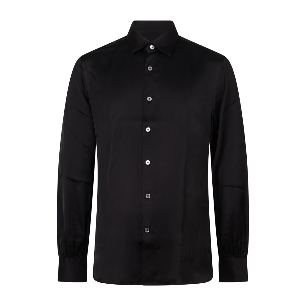 Xacus - Camicia nera in viscosa Tailor fit per uomo | 182ml 11523.003