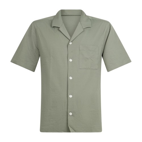 Xacus - Camicia verde manica corta in tessuto tecnico tailor fit per uomo |