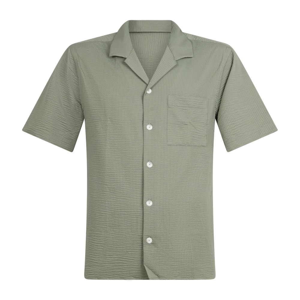 Xacus - Camicia verde manica corta in tessuto tecnico tailor fit per uomo |