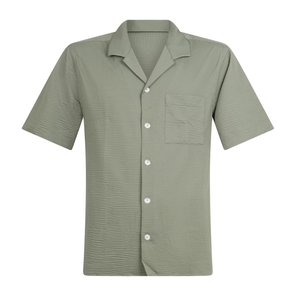 Xacus - Camicia verde manica corta in tessuto tecnico tailor fit per uomo |