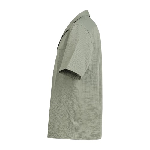 Xacus - Camicia verde manica corta in tessuto tecnico tailor fit per uomo | 2