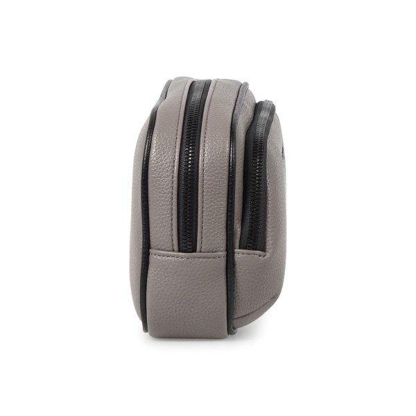 Armani Exchange - Beauty uomo beige in ecopelle con tasca frontale con zip per