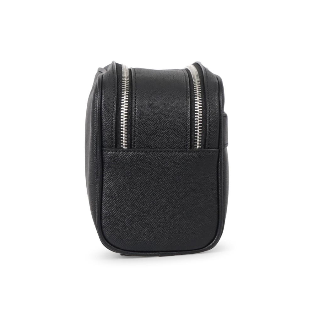 Armani Exchange - Beauty uomo nero in ecopelle con scomparto centrale doppia