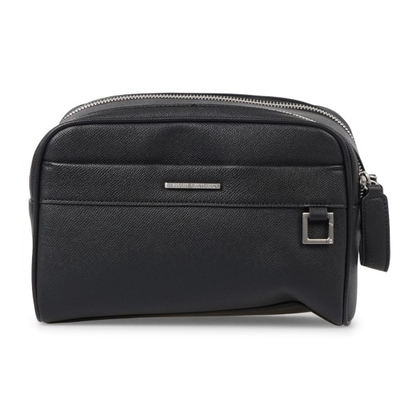 Armani Exchange - Beauty uomo nero in ecopelle con scomparto centrale doppia