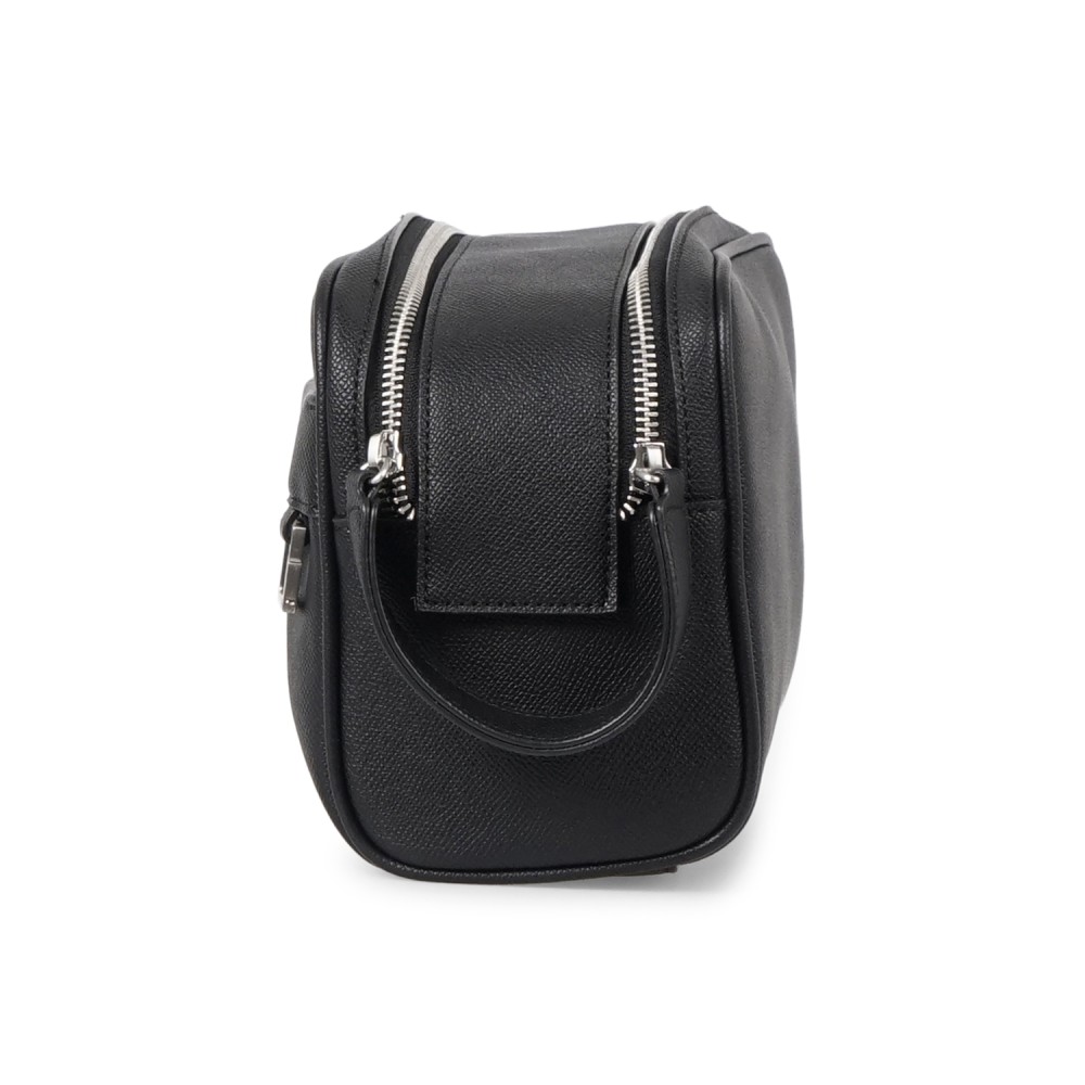 Armani Exchange - Beauty uomo nero in ecopelle con scomparto centrale doppia