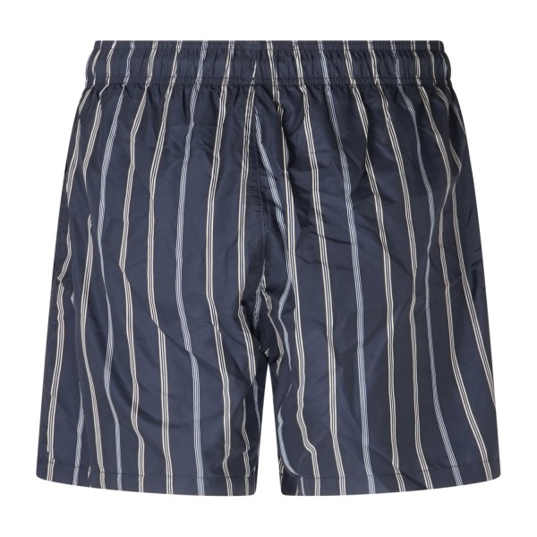 Emporio Armani - Bermuda mare blu a righe a contrasto con ricamo logo per uomo