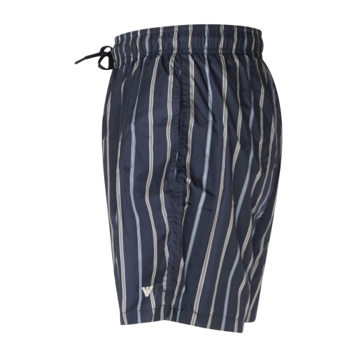Emporio Armani - Bermuda mare blu a righe a contrasto con ricamo logo per uomo 2