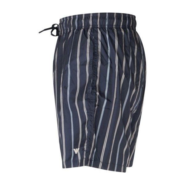 Emporio Armani - Bermuda mare blu a righe a contrasto con ricamo logo per uomo
