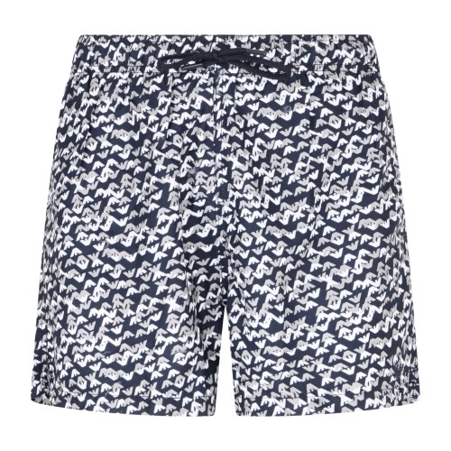 Emporio Armani - Bermuda mare blu scuro con stampa logo all over per uomo |