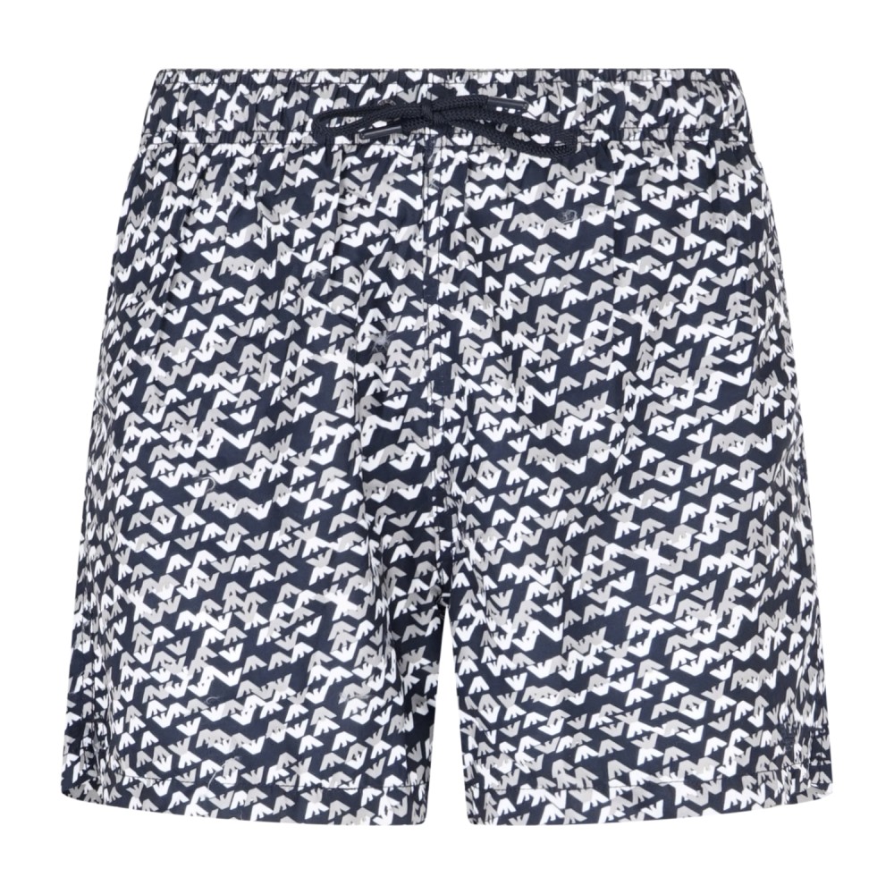 Emporio Armani - Bermuda mare blu scuro con stampa logo all over per uomo |