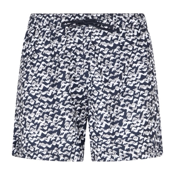 Emporio Armani - Bermuda mare blu scuro con stampa logo all over per uomo |